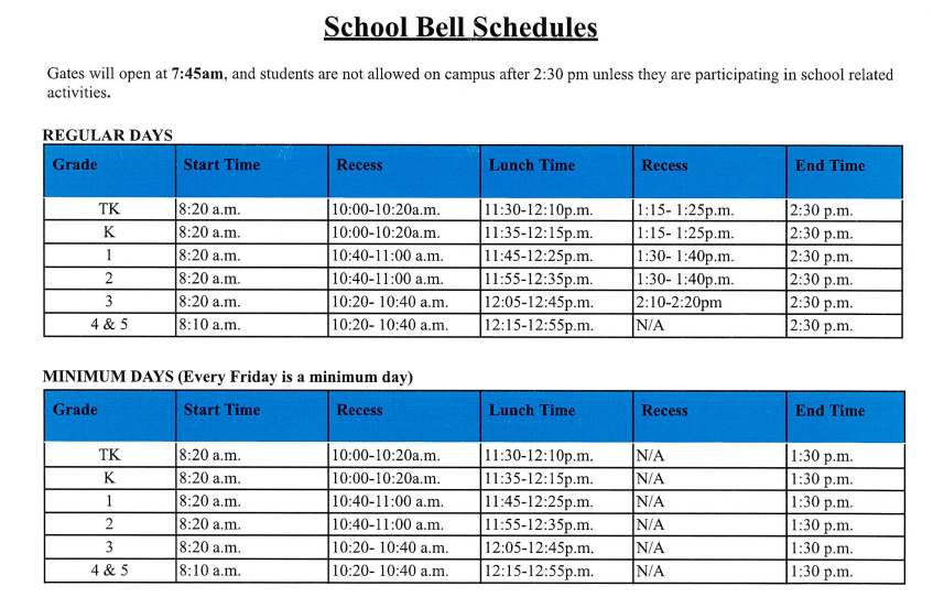 Bell Schedule 